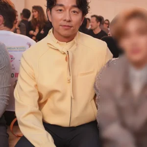 shop now Gong Yoo Louis Vuitton SS27 Yellow Leather Jacket