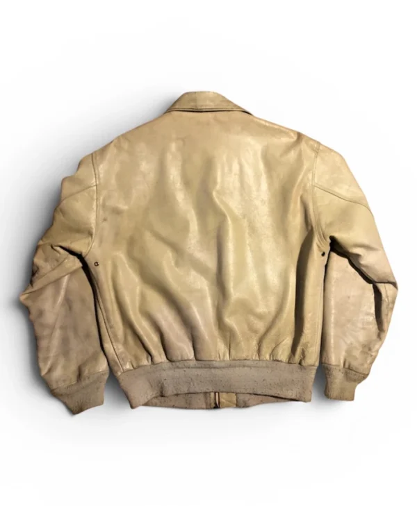 shop now Kanye West Vintage 1980s Avirex Beige Leather Jacket