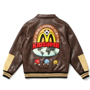 shop now KidSuper x McDonald’s Distressed Faux Leather Jacket