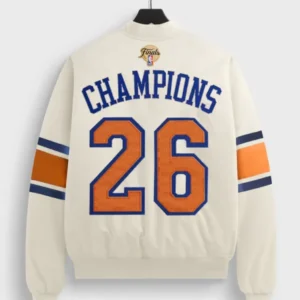 shop now Kith for the New York Knicks 2026 Champions Satin Bomber Jacket for sale