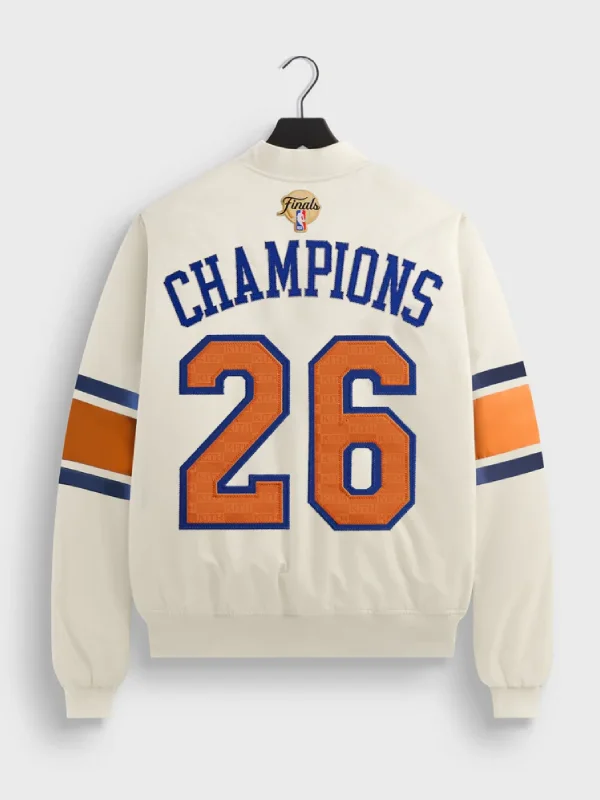 shop now Kith for the New York Knicks 2026 Champions Satin Bomber Jacket for sale
