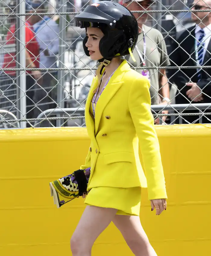 shop now Monaco GP 2026 Lily Collins Yellow Blazer