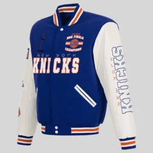 shop now New York Knicks 2026 NBA Finals Champions Reversible Varsity Jacket