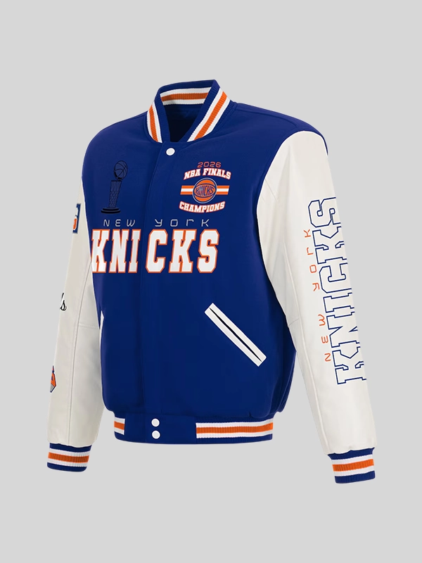 shop now New York Knicks 2026 NBA Finals Champions Reversible Varsity Jacket