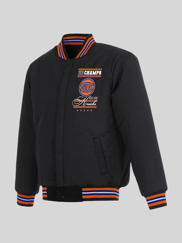 shop now New York Knicks 2026 NBA Finals Champions Reversible Wool Jacket
