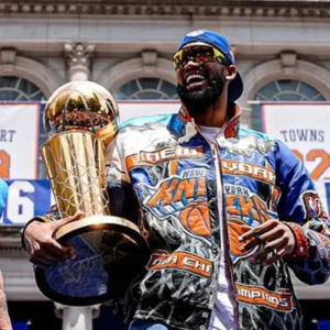shop now New York Knicks Victory Parade 2026 Karl-Anthony Towns Jacket