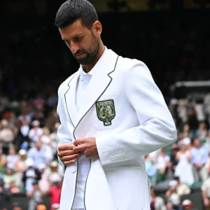 shop now Novak Djokovic Wimbledon White Lacoste Blazer