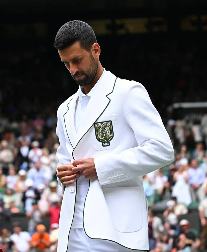 shop now Novak Djokovic Wimbledon White Lacoste Blazer