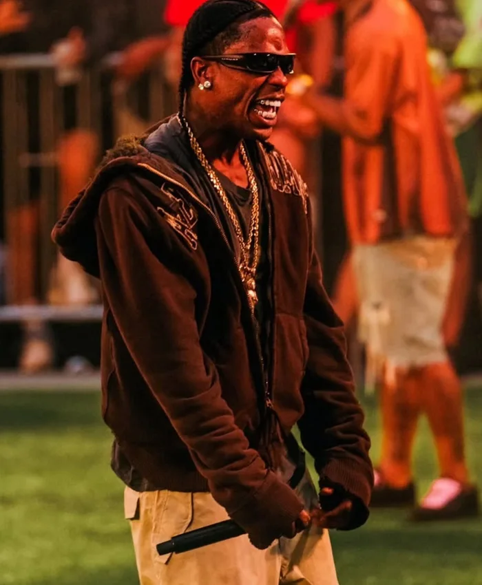 shop now Travis Scott Nike Toma National Finals Brown Full-Zip Hoodie