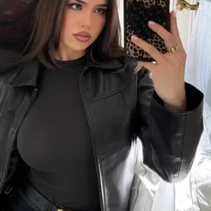 Amanda Diaz Black Leather Jacket Shop Now