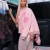Angel Reese Custom Coach Pink Varsity Jacket