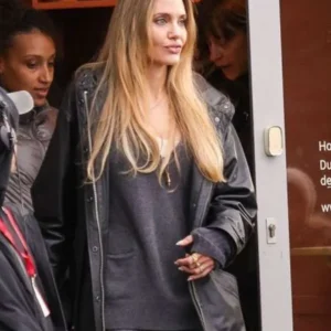 Angelina Jolie Black Leather Coat