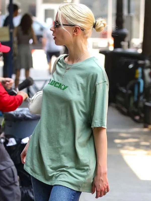 Anya Taylor-Joy Lucky Green T-Shirt For Sale