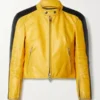 Balenciaga Yellow Leather Cropped Jacket