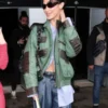 Bella Hadid Balenciaga Show Green Bomber Jacket