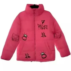 Buy Ariana Grande 7 Rings Pink Puffer Jacket