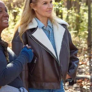 Buy Connie Britton The Motherhood Brown Leather Jacket