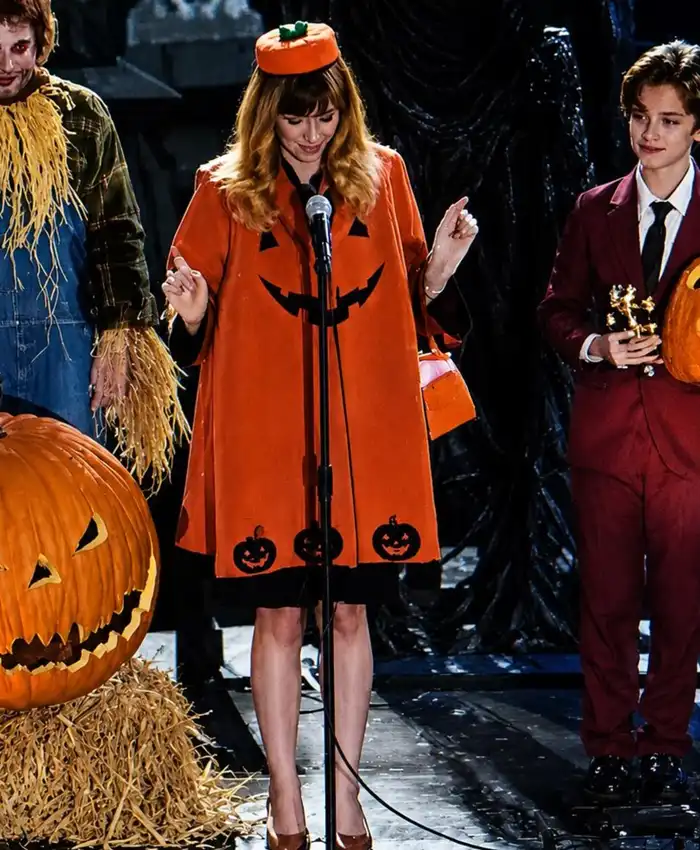 Buy Halloween Nia Vardalos Pumpkin Orange Coat
