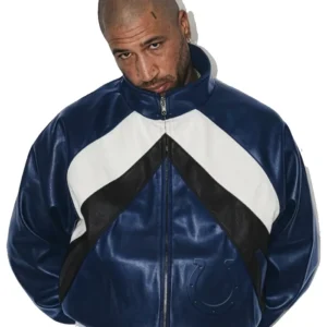 Buy Indianapolis Colts Navy Leather Kru Track Jacket