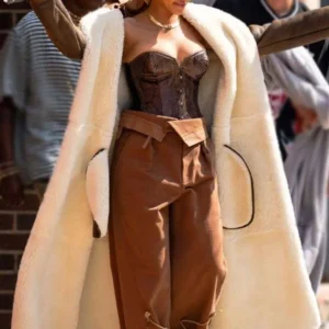 Buy Rihanna Brown Shearling Trench Coat
