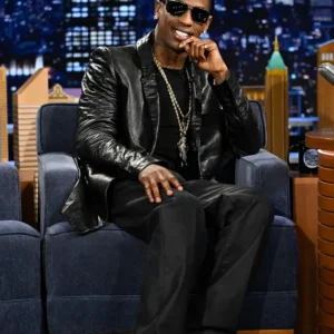 Buy Travis Scott The Tonight Show Black Leather Blazer