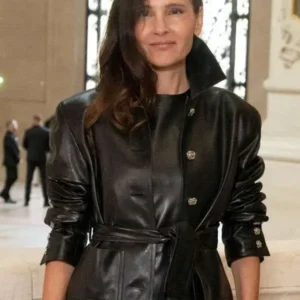 Buy Virginie Ledoyen PFW 2026 Black Leather Jacket