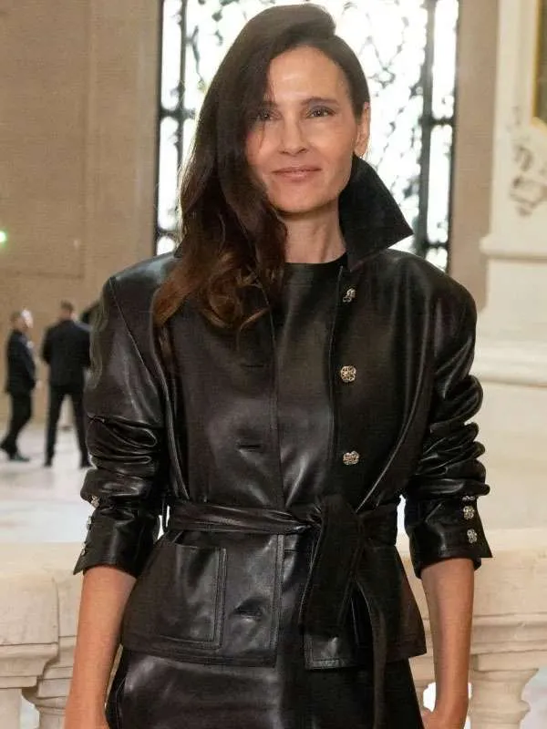 Buy Virginie Ledoyen PFW 2026 Black Leather Jacket