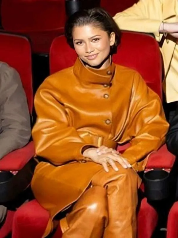 Buy Zendaya Dune 3 Movie Premiere Brown Leather Jacket