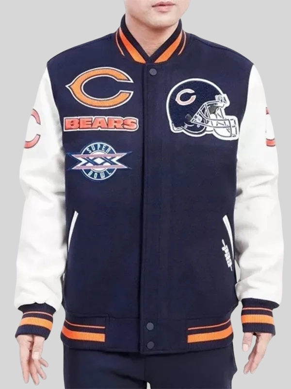 Chicago Bears Navy Blue Varsity Jacket