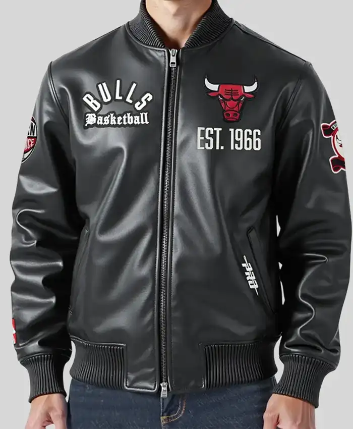 Chicago-Bulls-Black-Leather-Jacket