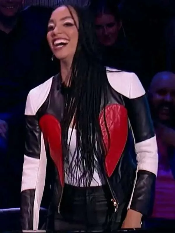 Corinne Foxx Beat Shazam Black and White Leather Jacket