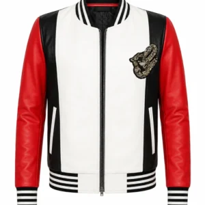 Dubai 2026 Rema Red and White Leather Jacket For Sale