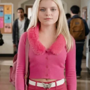 Elle 2026 Lexi Minetree Pink Fur Collar Cardigan