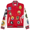 Emotionally Unavailable Patches Red Varsity Jacket