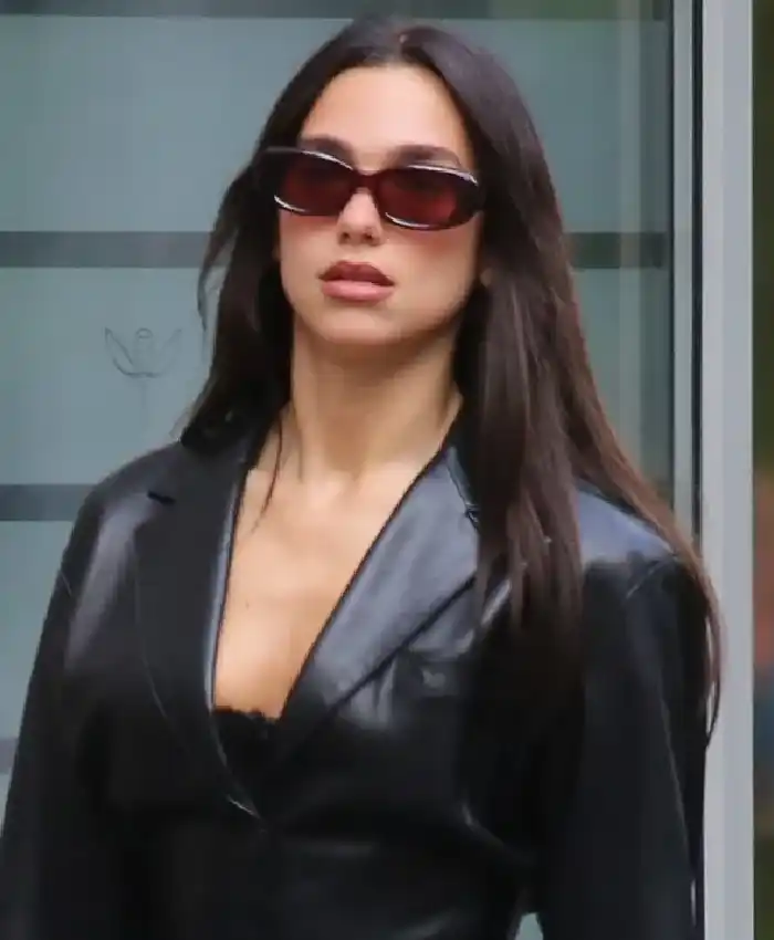 Fashion Streets Of Milan 2026 Dua Lipa Leather Blazer For Sale