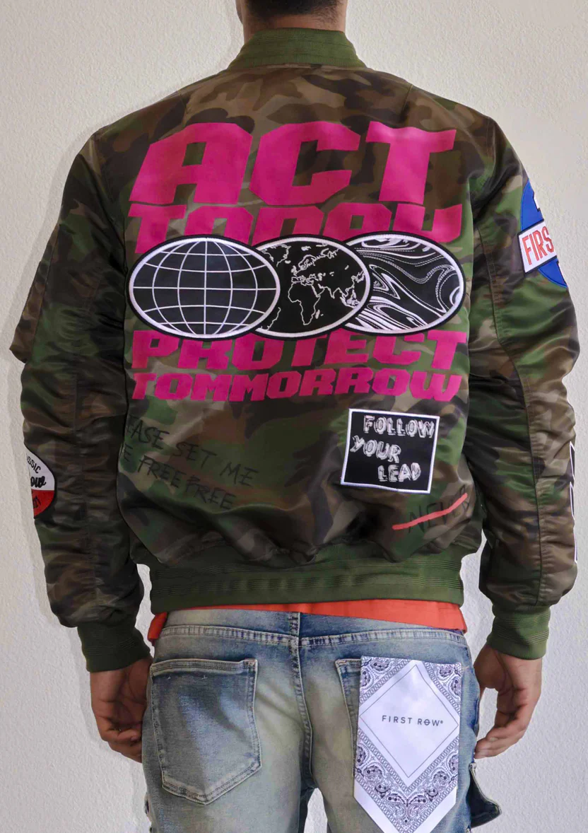 First Row ACT TODAY MULTI PATCHES MA-1 JACKET For Sale