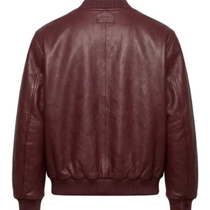Fola Burgundy Leather Bomber Jacket Shop Now