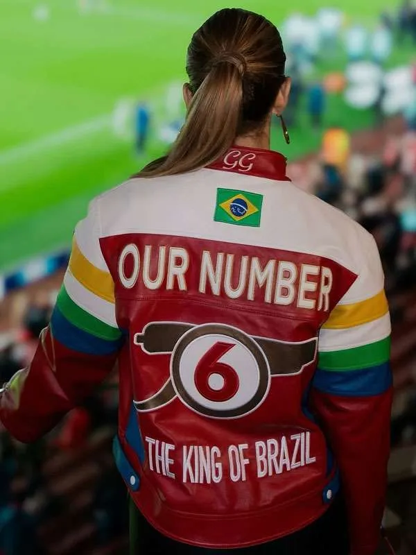 Gabrielle Figueiredo Arsenal Biker Leather Jacket for sale