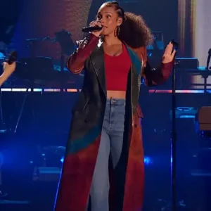 Get American Idol S24 Alicia Keys Leather Coat