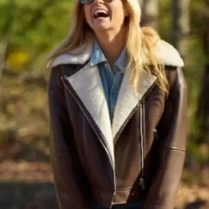 Get Connie Britton The Motherhood Brown Leather Jacket