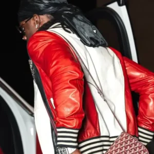 Get Dubai 2026 Rema Red and White Leather Jacket