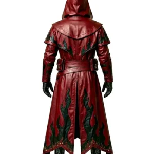 Get Gothic Cosplay Red Leather Halloween Duster Coat