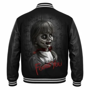 Get Halloween Annabelle Black Varsity Jacket