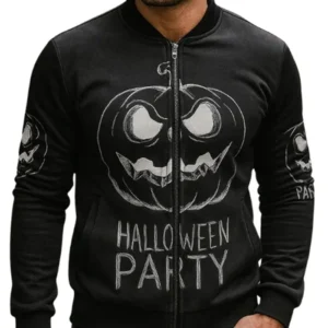 Get Halloween Party Black Bomber Jacket
