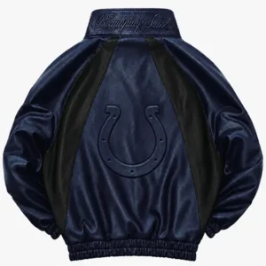 Get Indianapolis Colts Navy Leather Kru Track Jacket