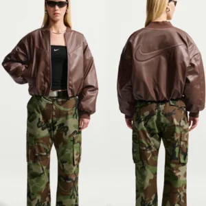 Get Nike Leather Bomber Jacket