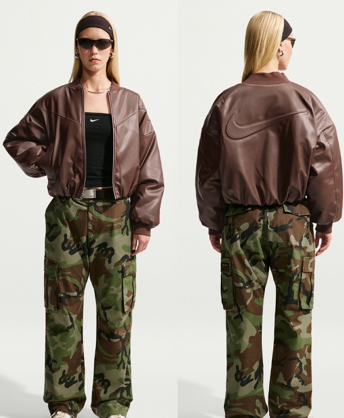 Get Nike Leather Bomber Jacket