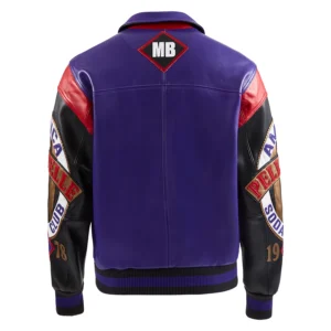 Get Pelle Pelle American Soda Club Purple and Black Leather Varsity Jacket
