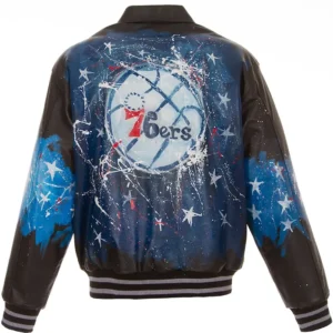 Get Philadelphia 76ers Leather Black Bomber Jacket
