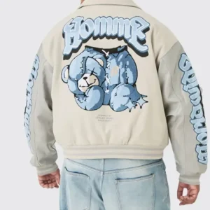 Get Plus Boxy Teddy Applique Bomber Jacket